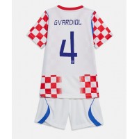 Stroje piłkarskie Chorwacja Josko Gvardiol #4 Koszulka Podstawowej dla dzieci MŚ 2026 Krótki Rękaw (+ szorty)